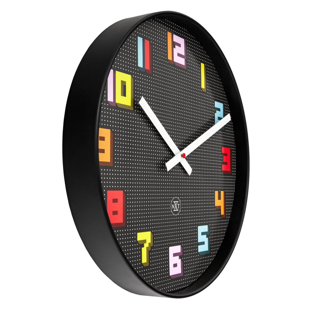 Vægur 35 cm-Silent-Sort/Flerfarvet-ABS- nXt 'Game'
