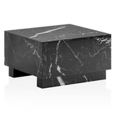 Sofabord MONOBLOC i sort højglans med marmorlook - kvadratisk