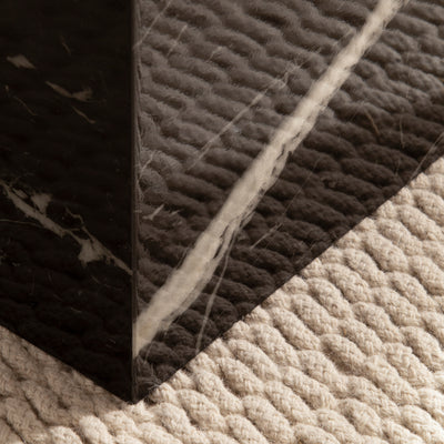 Sofabord MONOBLOC i sort højglans med marmorlook - kvadratisk, 40x40x45 cm