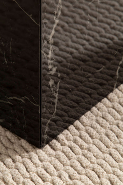 Sofabordssæt MONOBLOC i sort højglans med marmorlook - 2 borde
