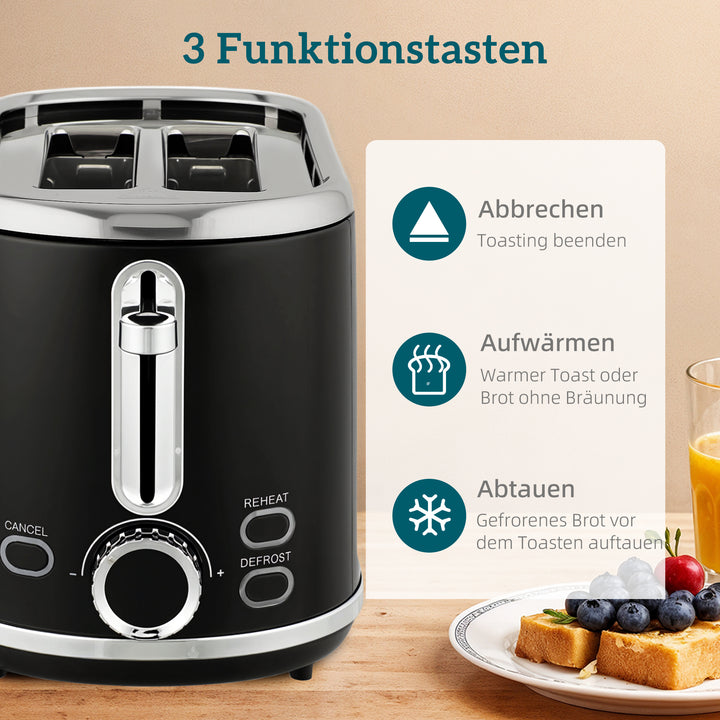 Kedeltoastersæt med 2 skiver brødrister, sort