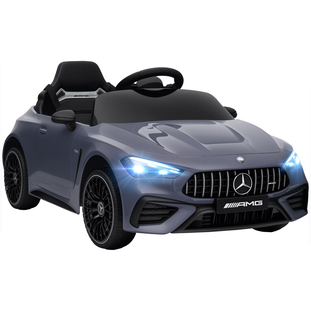 Børne elbil, Mercedes design, 12V motor, fjernbetjening, LED-lys, musik, til børn i alderen 3-6 år, grå