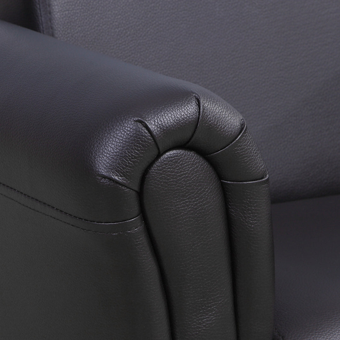 Børnelænestol med fodskammel, børnesofa, børnesofa, minisofa til 1,5-3 år gamle børn, børnemøbler, træ, sort, 54 x 42 x 41 cm