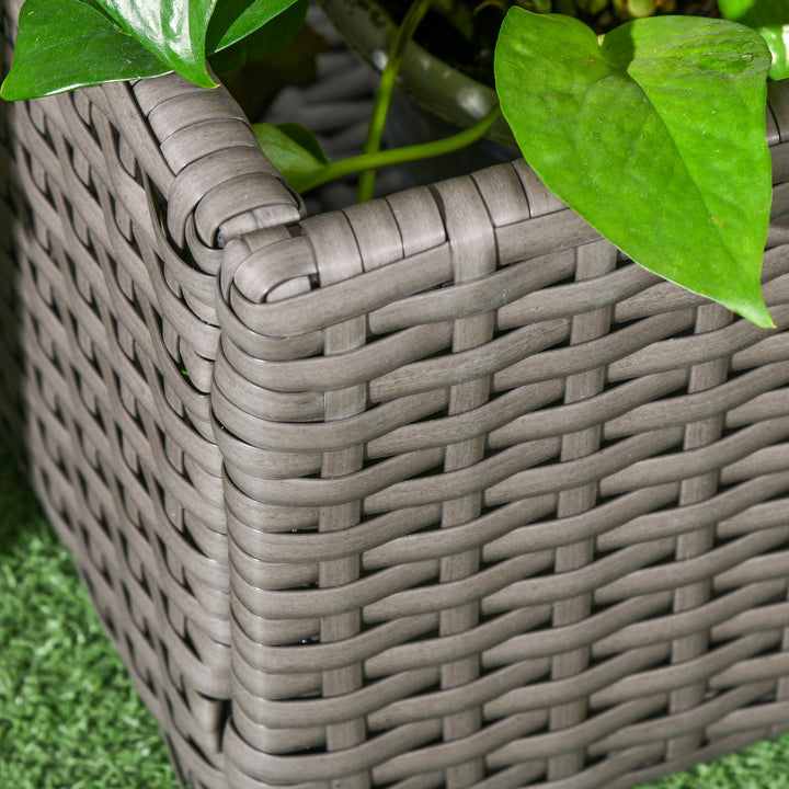 Blomsterkasse med espalier, vejrbestandig, polyrattan, 103 x 29 x 103 cm, grå