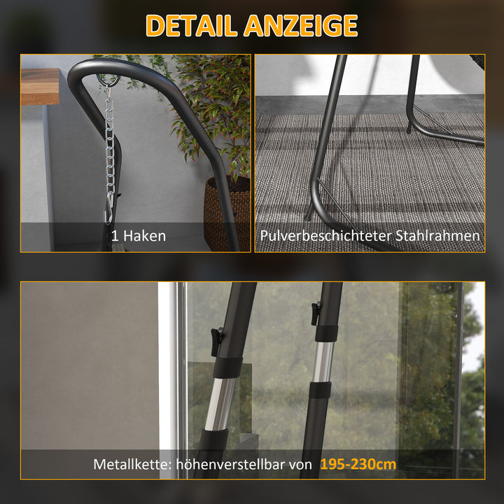 Stativ til hængestole, stel til hængestole, beslag til hængestole, 133 cm x 116 cm x 195/230 cm, sort