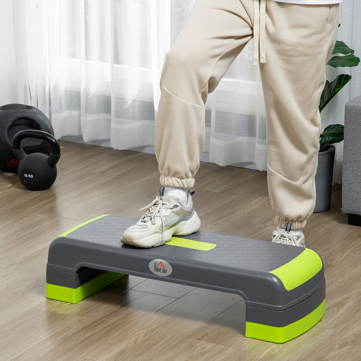Aerobic stepper, 3-trins højdejusterbar, op til 150 kg, 78 x 28 x 20 cm, grå/grøn