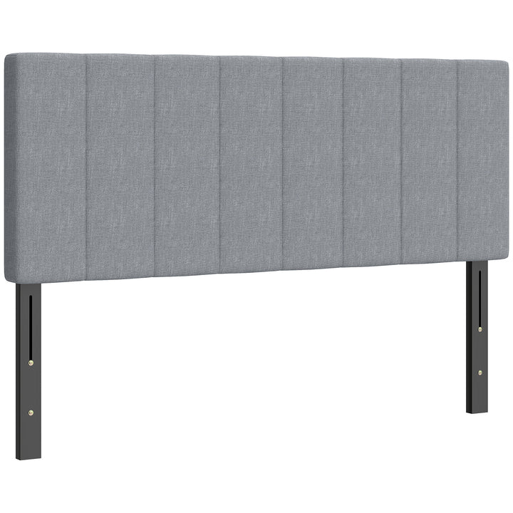 Sengegavl med 3 højdejusteringer, sengegavl med metalben, linnedlook til soveværelse, 160x10x106/116/126 cm, grå