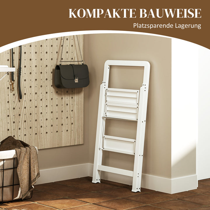 2-Trins trappestige, aluminium foldbar, skridsikker platform, hvid