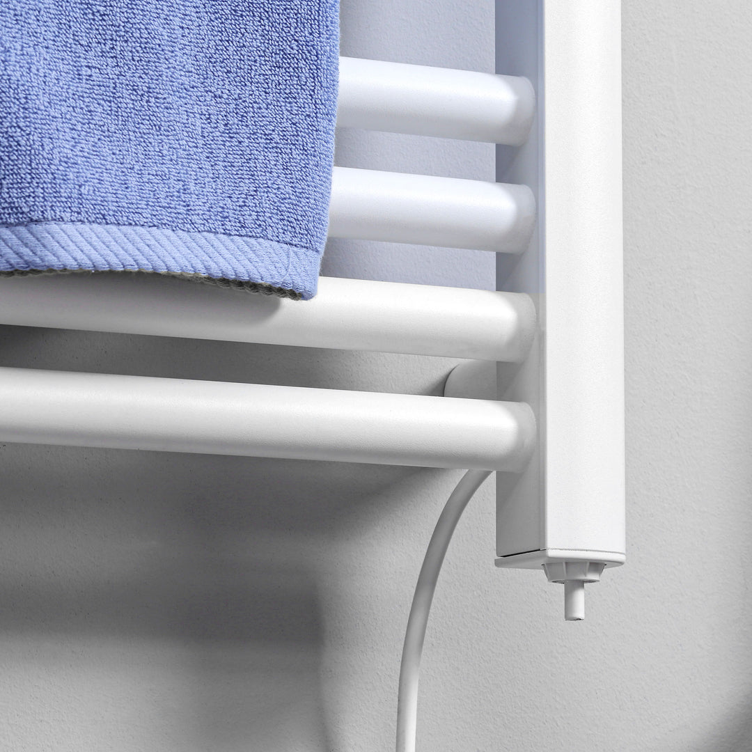 Badeværelsesvarmer, 24/7 programmering, 4 tilstande, overophedningsbeskyttelse, 54 cm x 4 cm x 96 cm, hvid