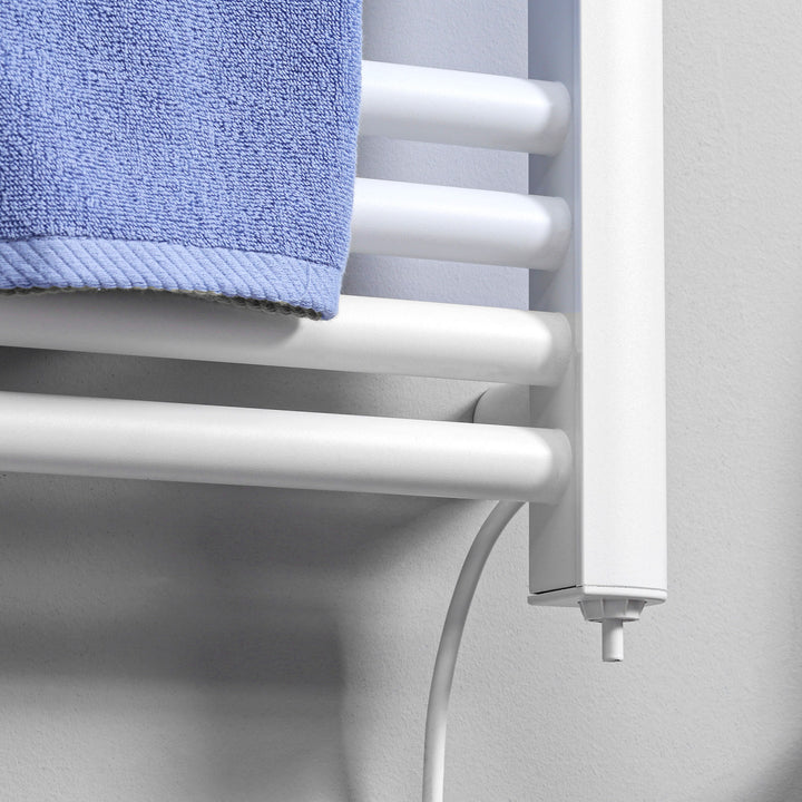 Badeværelsesvarmer, 24/7 programmering, 4 tilstande, overophedningsbeskyttelse, 54 cm x 4 cm x 96 cm, hvid