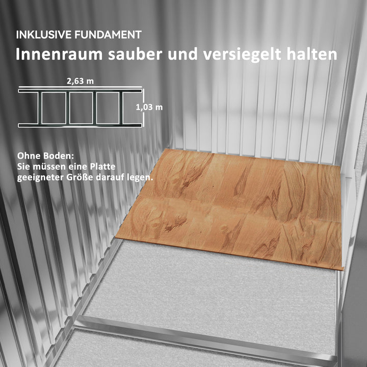 Redskabsskur med skydedøre 2,77 x 1,95 x 1,92 cm metalgrå