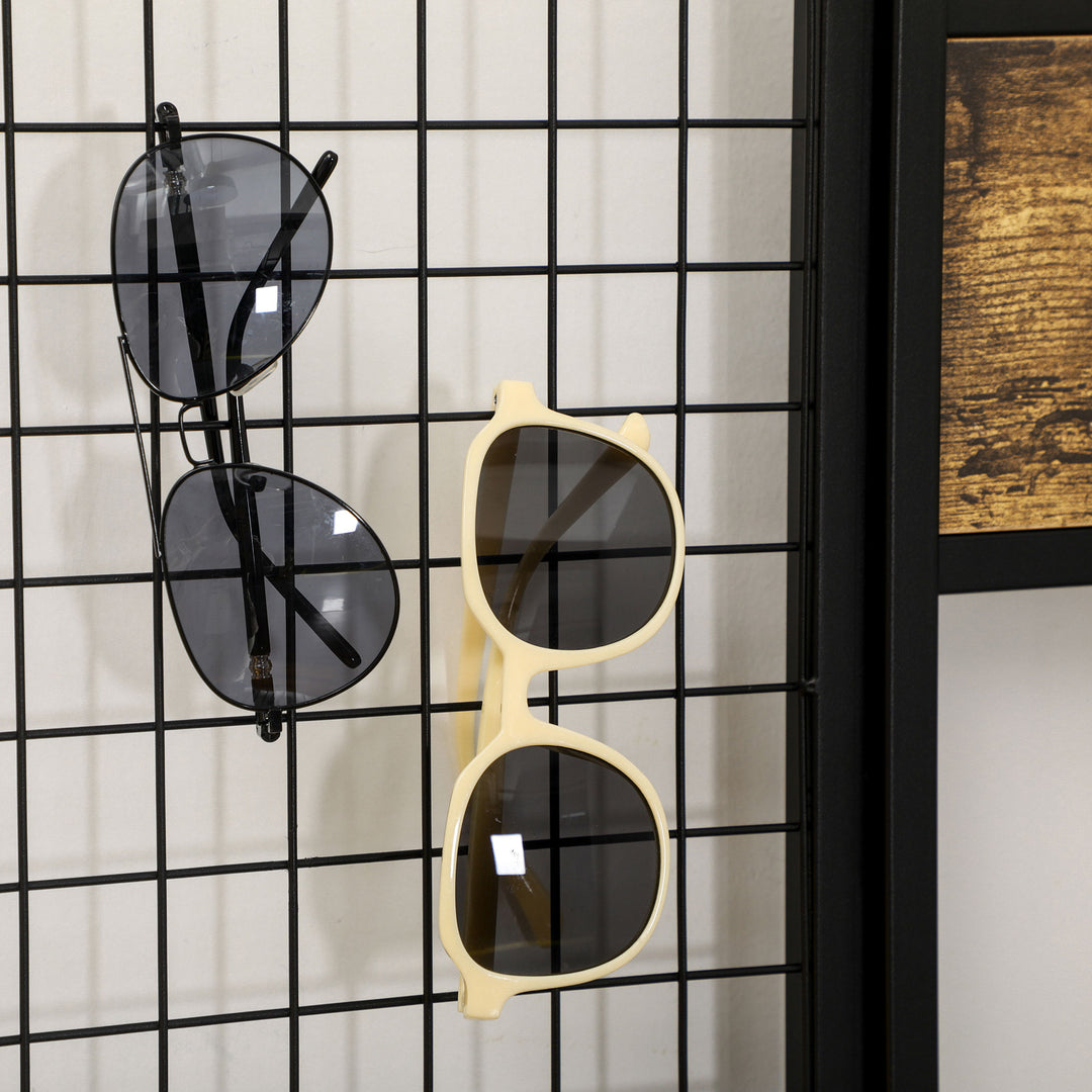 Industriel knagerække med 1 memoplade, 1 skobænk, 8 knagerækker og 1 opbevaringstaske, sort + brun