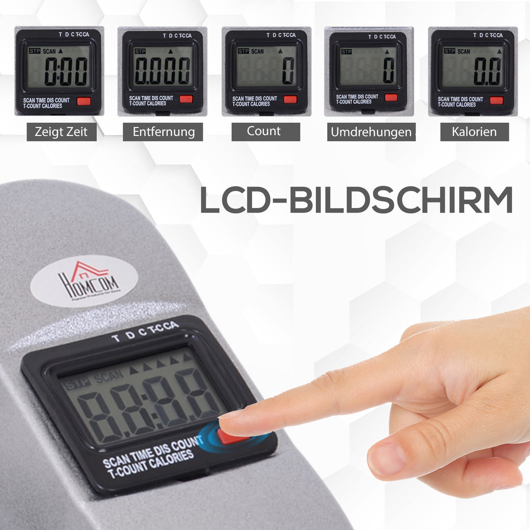 Mini motionscykel fitnesscykel pedaltræner med lcd-skærm justerbar modstand arm- og bentræner hjemmetræner fitnessudstyr til seniorer hjemmekontor 35 x 40 x 31 cm sølv