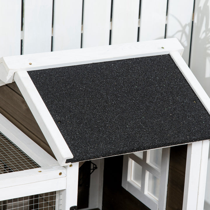 Smådyrsbur til dværgkaniner, marsvin, med hjul, 108 x 58 x 73,5 cm, kaffe