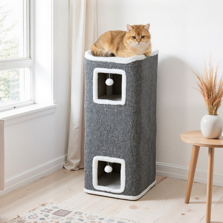 Kradsetønde, 100 cm høj, 41 x 41 cm, fire niveauer, til 1-2 katte, grå