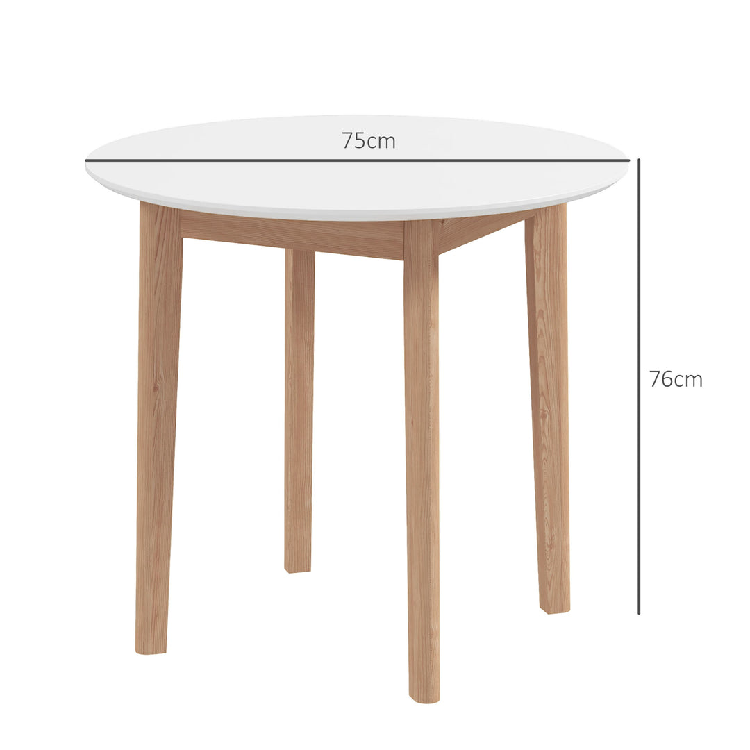 Spisebord, køkkenbord, rundt bord, skandinavisk design, 75 cm x 75 cm x 76 cm, hvid + natur