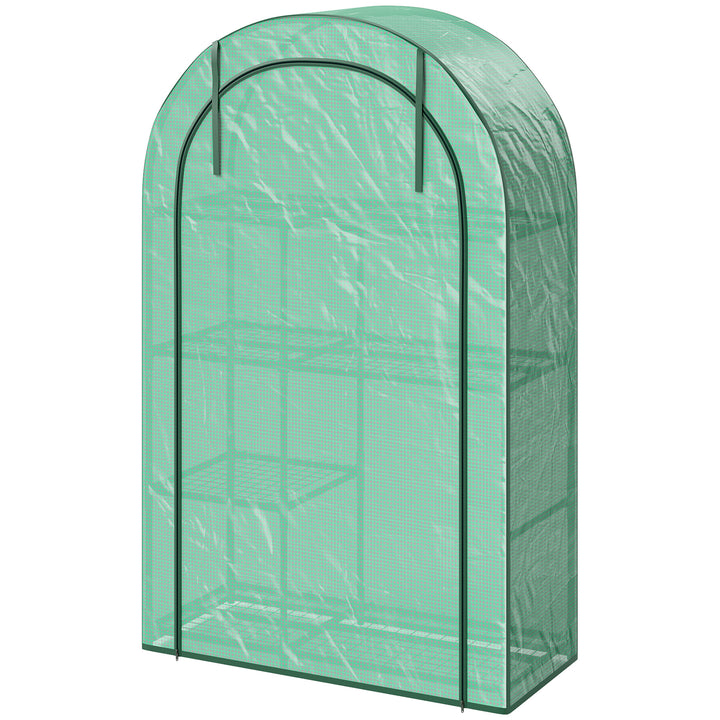 Mini drivhus, 4-etagers drivhus med plastdæksel, bærbart, rulleport, 100 x 45 x 160 cm, grøn