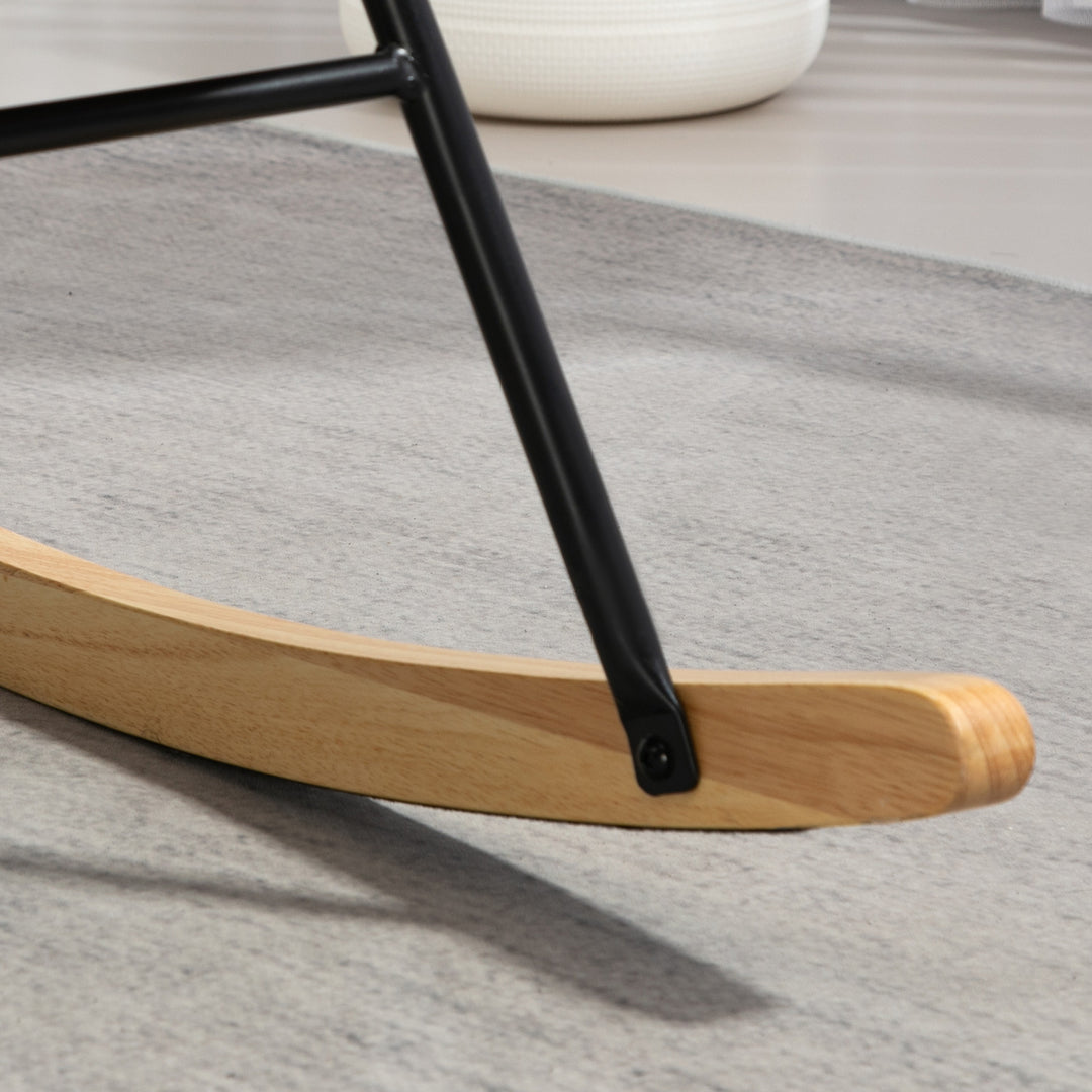 Gyngestol, blødt fløjlsbetræk med lændehynde, bæreevne op til 120 kg, 67 x 85 x 112 cm, cremehvid