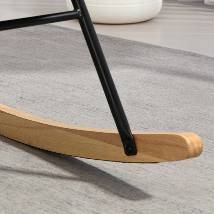 Gyngestol, blødt fløjlsbetræk med lændehynde, bæreevne op til 120 kg, 67 x 85 x 112 cm, cremehvid