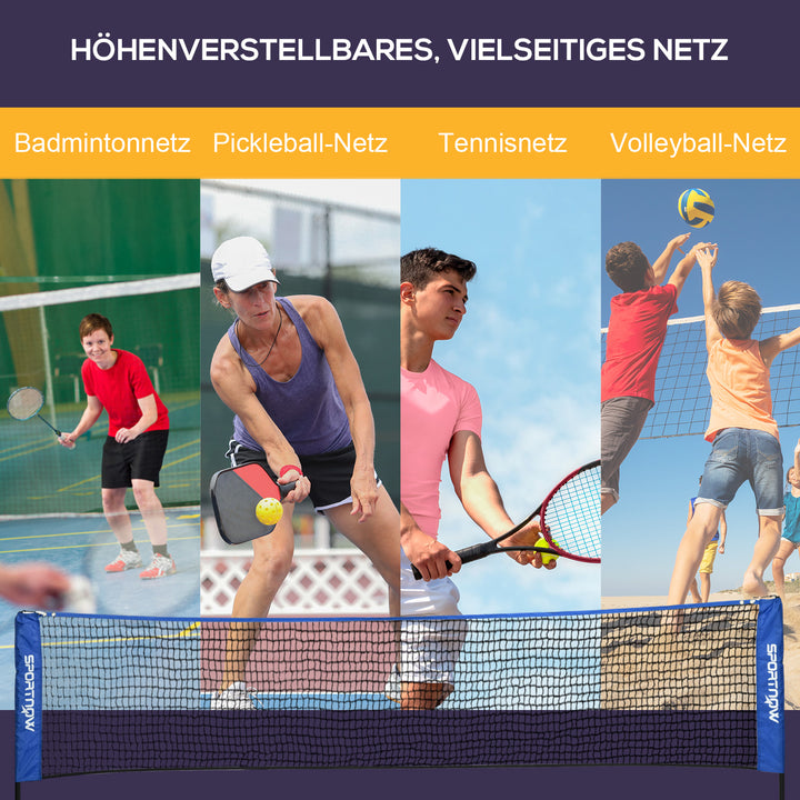 Badmintonnet, højdejusterbart, foldbart, med bæretaske, 3,10m, sort/blå