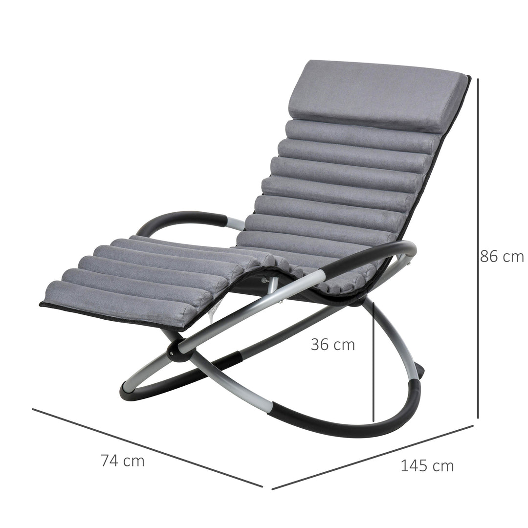 Ergonomisk 2-i-1 gyngestol/havestol/gyngestol, metal, Texteline, kugleformet, mørkegrå, 145 x 74 x 86 cm