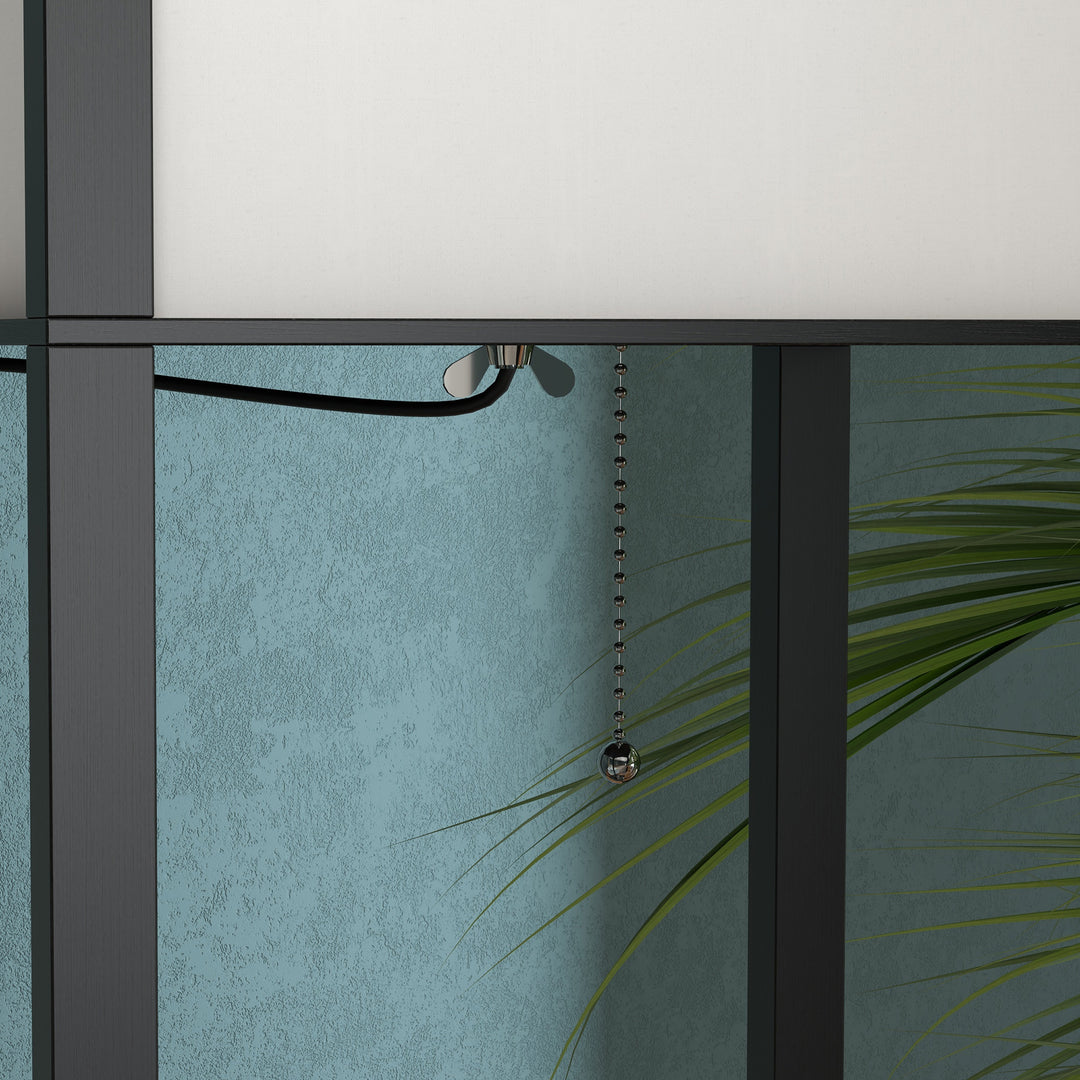 Gulvlampe med hylder, gulvlampe, træ, 26 x 26 x 160 cm, til stue/soveværelse (uden pære)