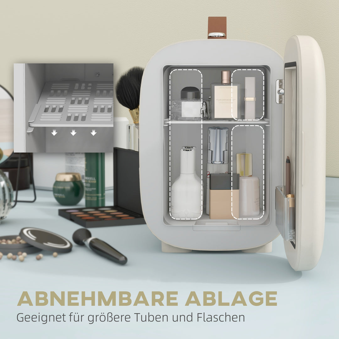 Minikøleskab beauty fridge, 4 l kapacitet, 20,3 x 26,3 x 28 cm, cremehvid