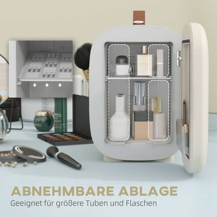 Minikøleskab beauty fridge, 4 l kapacitet, 20,3 x 26,3 x 28 cm, cremehvid