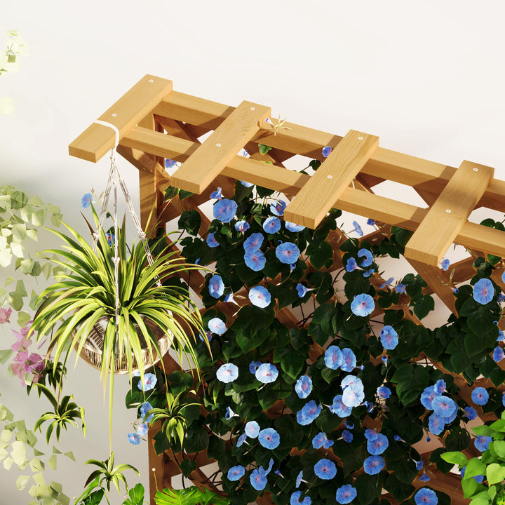 Hævet havebed med espalier, espalier, blomsterkasse, træ, haveespalier 64 x 33 x 122 cm naturligt træ