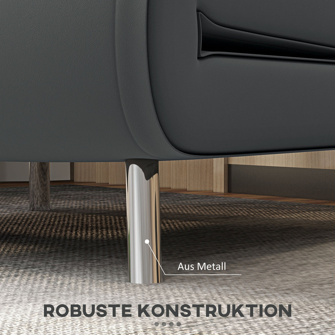 Lænestol med lænefunktion, knapsyninger, linnedlook, 77 cm x 88 cm x 83 cm, mørkegrå