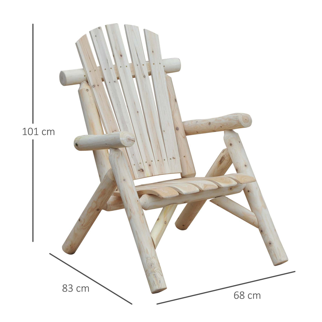 Adirondack havestol, havelænestol, træstol, høj ryg med armlæn, fyrretræ, naturlig, 83 x 68 x 101 cm