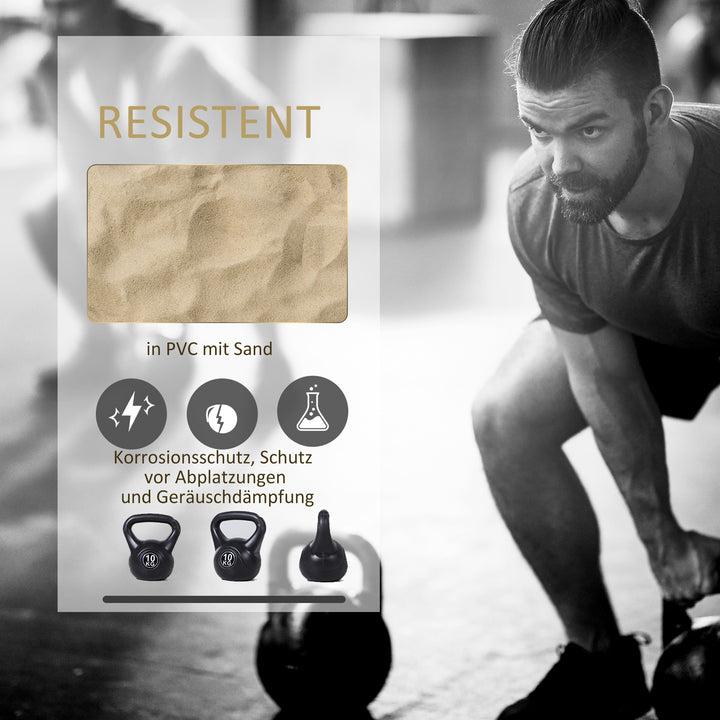 Kettlebell, 8 kg vægtstang fyldt med sand, til begyndere, sort
