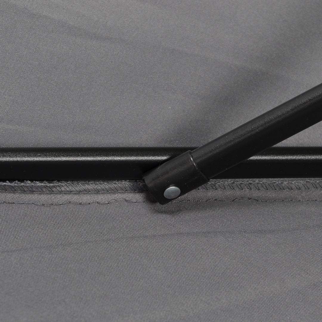 Parasol ø196 cm, sekskantet balkonparasol til strand, balkon, have, mørkegrå