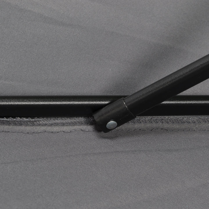 Parasol ø196 cm, sekskantet balkonparasol til strand, balkon, have, mørkegrå