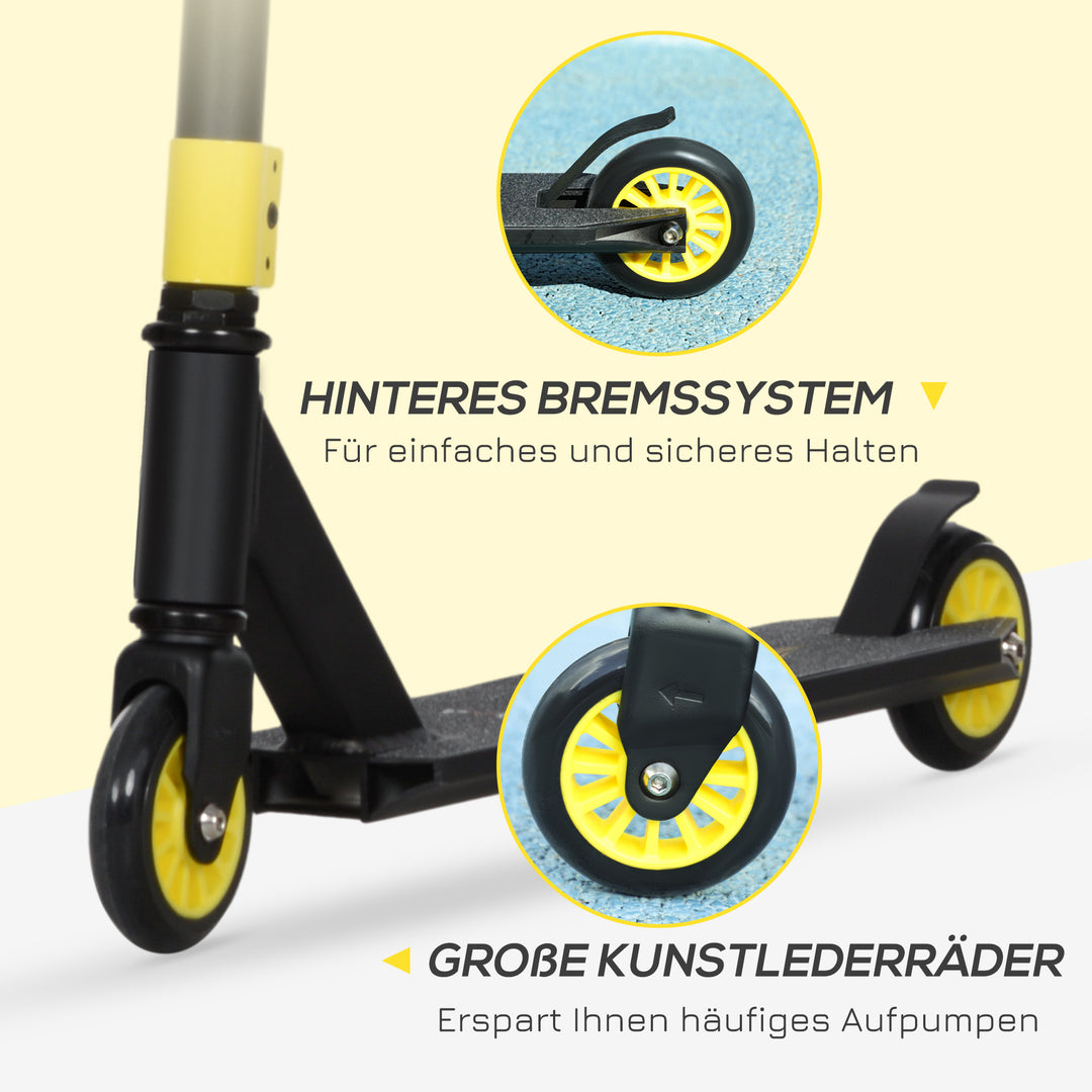 Pro stunt scooter, kick scooter til freestyle tricks, aluminium, metal, syntetisk læder, til børn og voksne, guld
