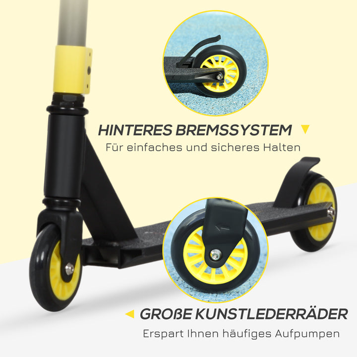 Pro stunt scooter, kick scooter til freestyle tricks, aluminium, metal, syntetisk læder, til børn og voksne, guld