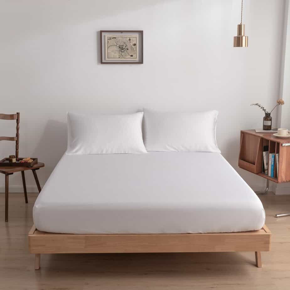 Hvid bambus monteret lagen Premium - op til 30 cm - 400TC Tanboocel - Coco White