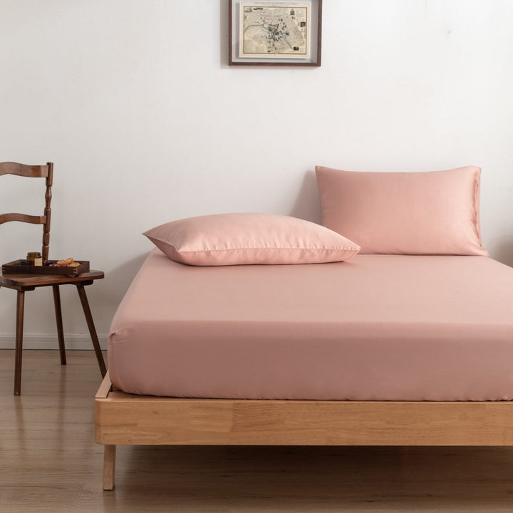 Pink bambus fitted lagen Premium - op til 30 cm - 400TC Tanboocel - Cuddle Pink