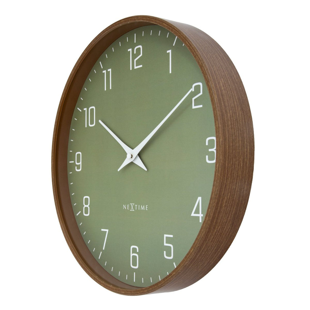 Vægur 30 cm-Silent-Mørkt træmønster-Plastic-NeXtime 'Lyra'