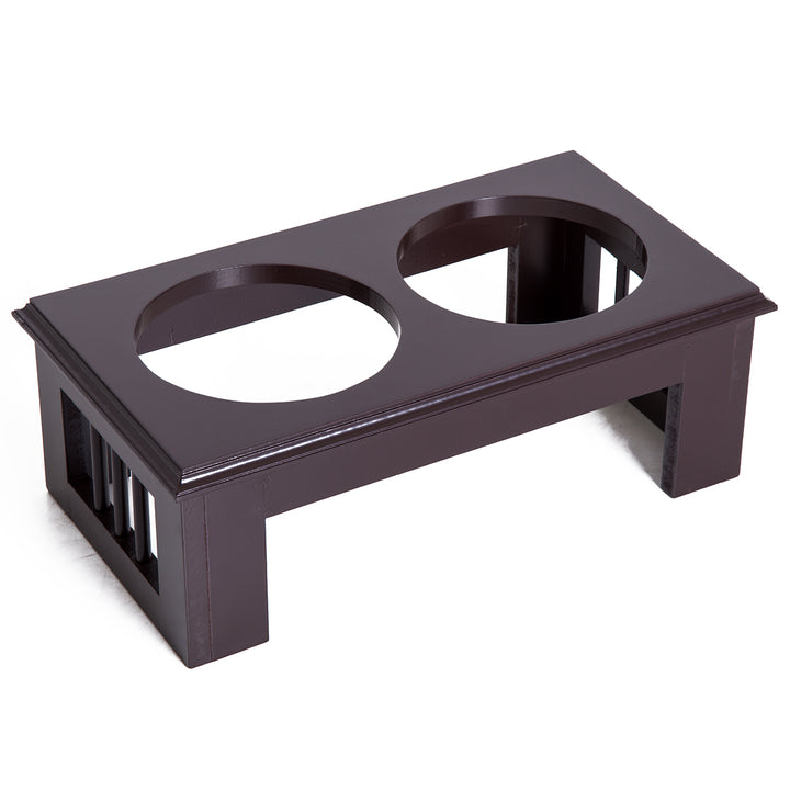 Hundeskål til hævet hund, madskål med 2 skåle, vandskål, 2 x 900ml skåle i rustfrit stål, foderskål, foderstation, hundeskåle til små hunde og katte, espresso