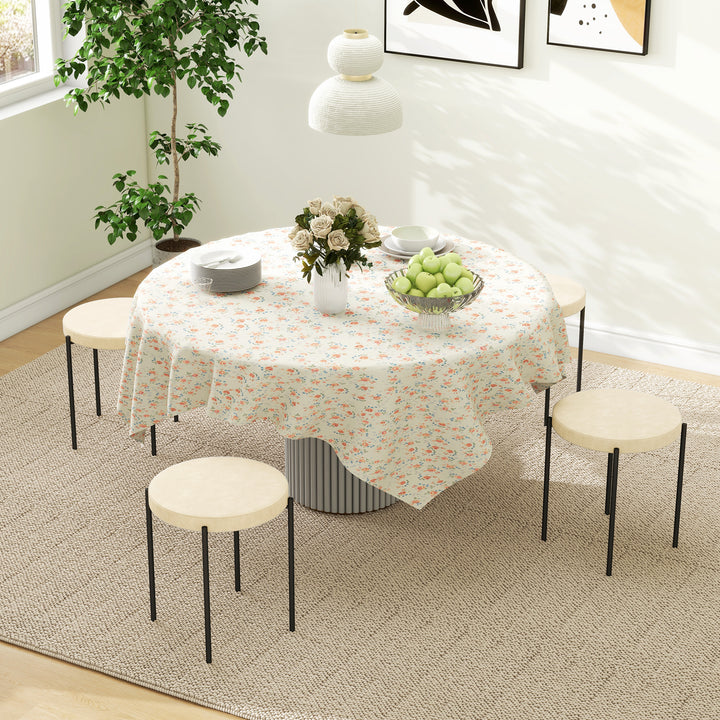 Køkkenskamler sæt med 4, stabelbar, velour look, op til 100 kg, metalstel, 41,5 x 41,5 x 46 cm, cremehvid