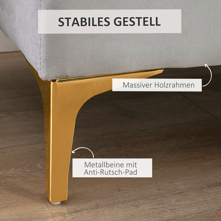 Bænk sengebænk skobænk med hævede ben soveværelse velour lysegrå