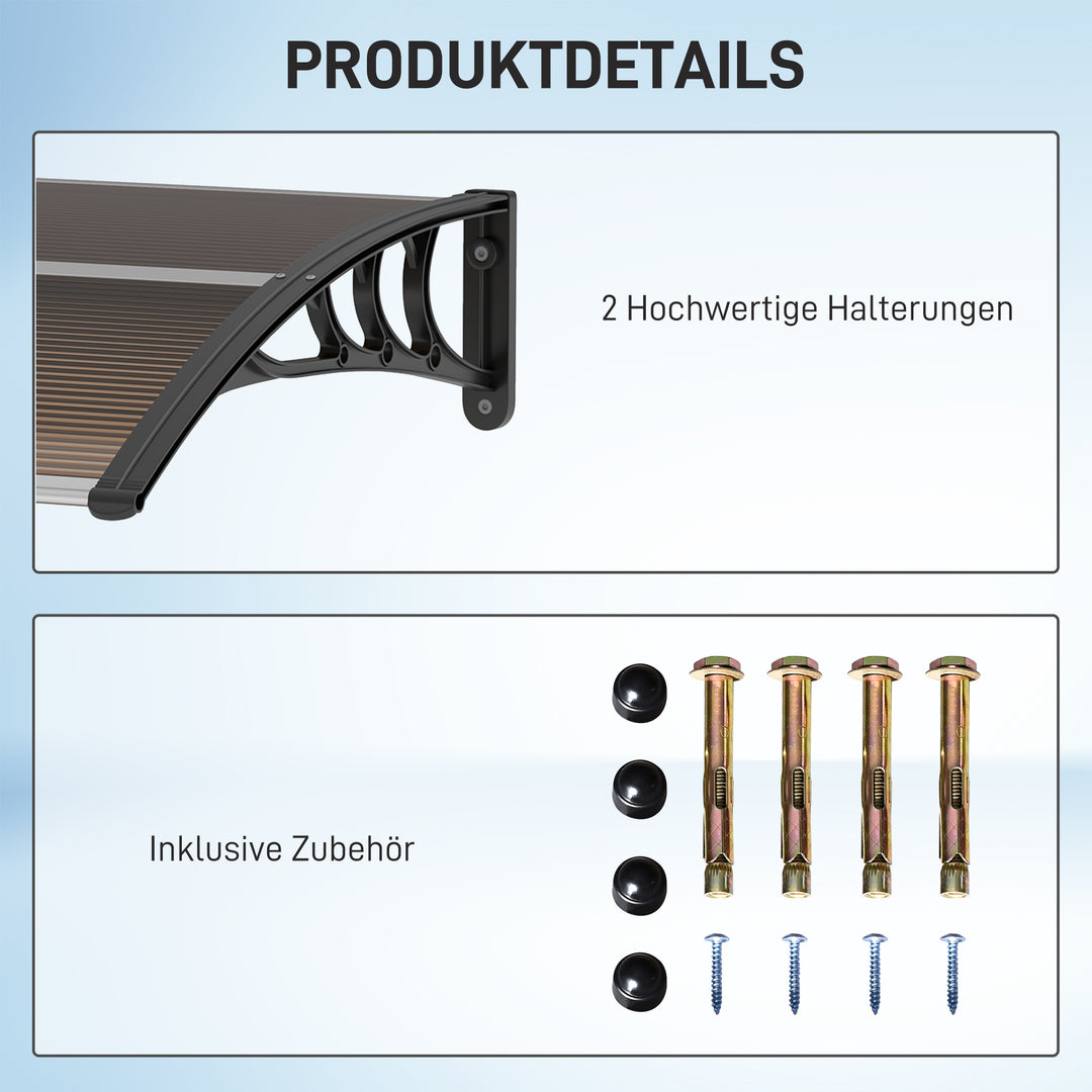 Baldakin til hoveddør 120 x 75 cm, nedfældet baldakin, tagdækning i polycarbonat