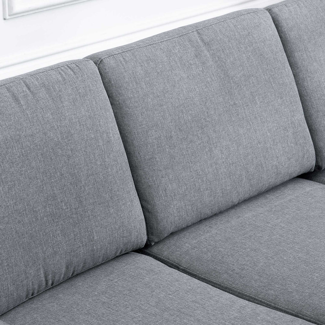 3-Personers sofa tre-personers stofsofa med hynder i armlæn, hørlook, til soveværelse, 200 x 82 x 78 cm, mørkegrå