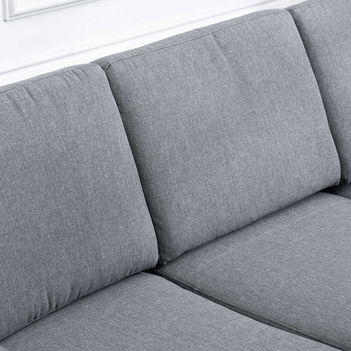 3-Personers sofa tre-personers stofsofa med hynder i armlæn, hørlook, til soveværelse, 200 x 82 x 78 cm, mørkegrå