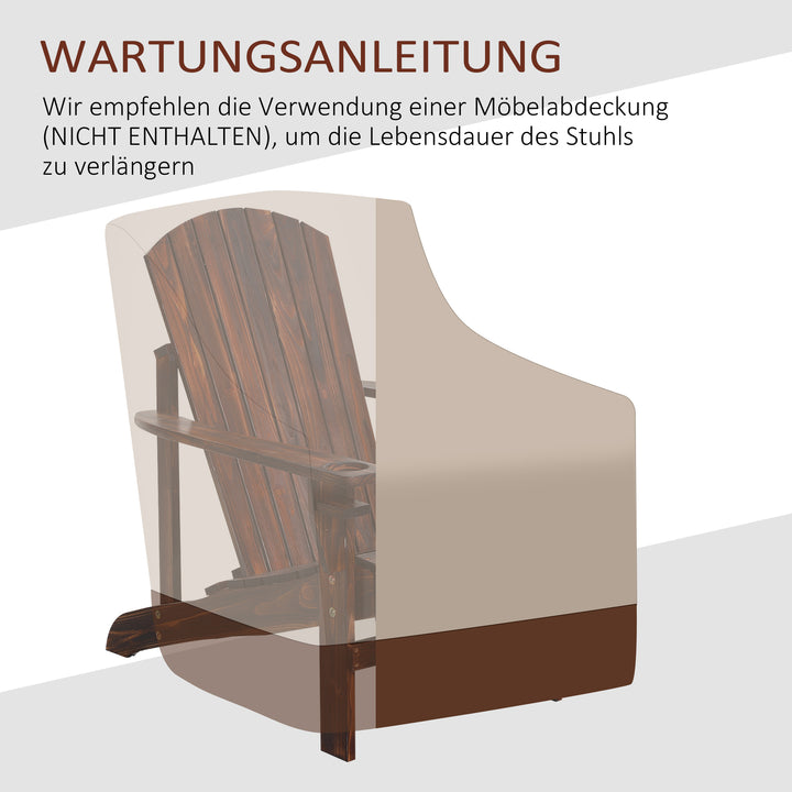 Adirondack havestol med kopholder, haveliggestol, balkonstol, massivt træ, forkullet, 72 x 95 x 93 cm