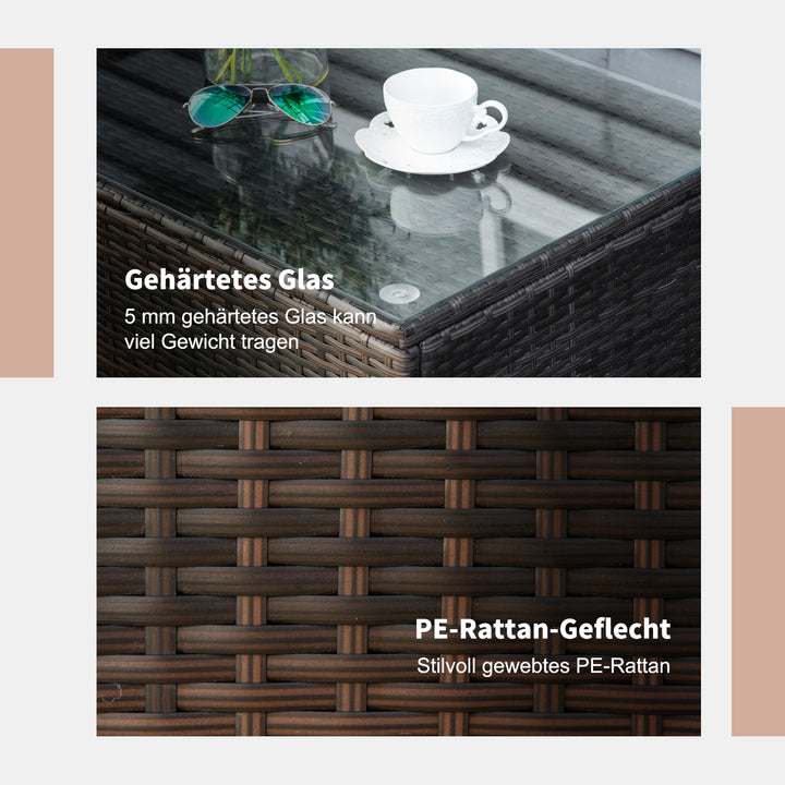 Garden sidebord sofabord havebord balkonbord polyrattan brun 85 x 50 x 39 cm