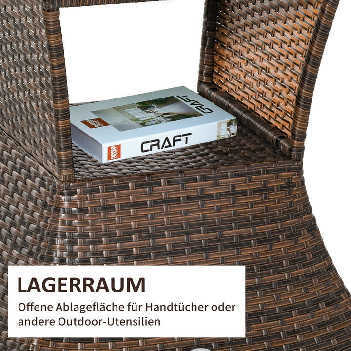 Havebord, sidebord, parasolstativ, havemøbler, terrasse, polyrattan, brun, 54 x 54 x 55 cm