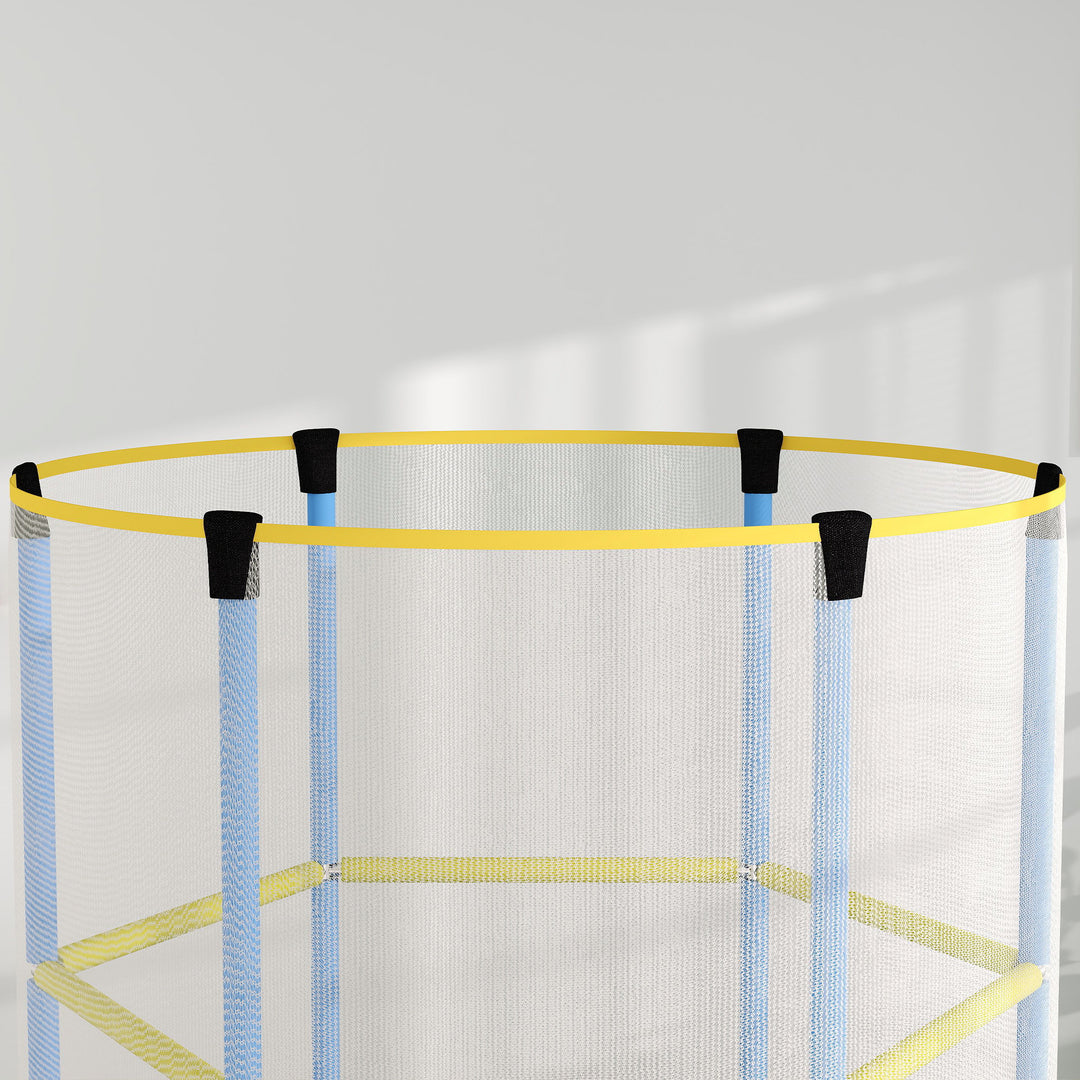 Børnetrampolin, sikkerhedsnet, skridsikre ben, lynlåsindgang, farverig