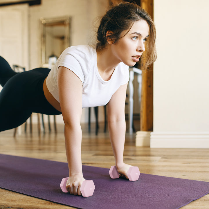 Håndvægtsæt, sæt med 6 håndvægte med vægte, stålhåndvægtsæt, 1 kg, 2 kg, 3 kg